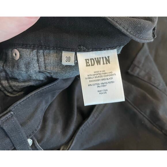 Edwin‎ Bree Slim Skinny Jeans In Black With Raw Hem Size 30 - Picture 7 of 12